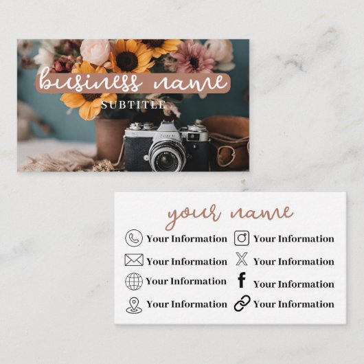 Kamera + Blume Visitenkarte (Vorne/Hinten)