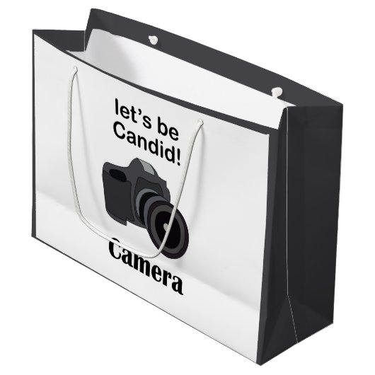 Kamera Candid Fotograf Große Geschenktüte (Vorderseite Schrägansicht)