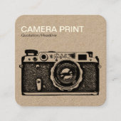 Kamera-Druck - Creme + Schwarzes auf Quadratische Visitenkarte (Vorderseite)