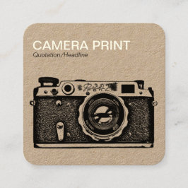 Kamera-Druck - Creme + Schwarzes auf Quadratische Visitenkarte
