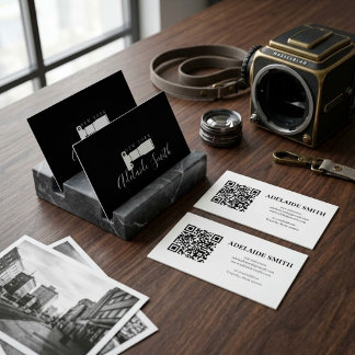 Kamera-Fotografie Schwarz-Weiß Visitenkarte