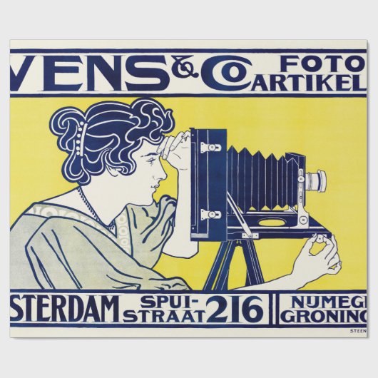 Kamera Frau, Fotograf, Van Caspel Geschenkpapier (Flach)