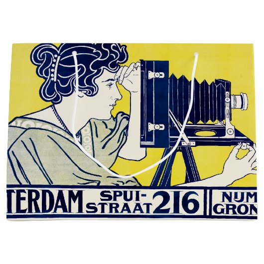 Kamera Frau, Fotograf, Van Caspel Große Geschenktüte (Vorderseite)