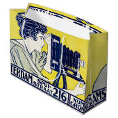 Kamera Frau, Fotograf, Van Caspel Große Geschenktüte (Rückseite Schrägansicht)