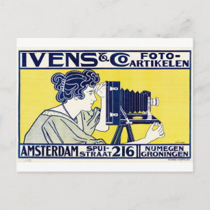 Kamera Frau, Fotografin, Van Caspel Postkarte