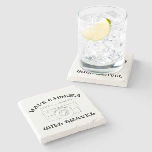 Kamera haben, wird reisen - Stone Untersetzer (Seitenansicht)