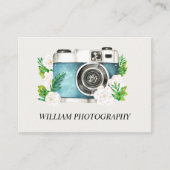 Kamera mit Aquarellfarben-Blume Visitenkarte (Vorderseite)