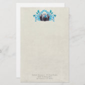 Kamera mit blauen Blätter und Schmetterlingen Briefpapier (Vorne/Hinten)