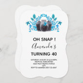 Kamera mit blauen Blätter und Schmetterlingen zum  Einladung (Vorne/Hinten)