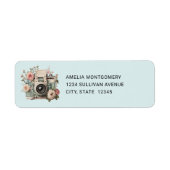 Kamera mit Blumen Retro Pastell Bild - Adresse (Vorne)