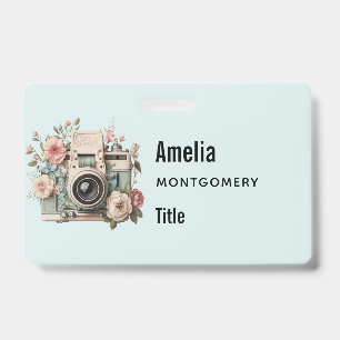 Kamera mit Blumen Retro Pastell Bild Ausweis