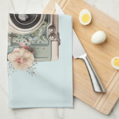 Kamera mit Blumen Retro Pastell Bild Geschirrtuch (Viertel Falte)