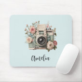 Kamera mit Blumen Retro Pastell Bild Mousepad (Mit Mouse)