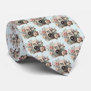 Kamera mit Blumen Retro Pastell Bild Muster Krawatte