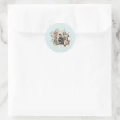 Kamera mit Blumen Retro Pastell Bild Runder Aufkleber (Tasche)