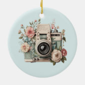Kamera mit Blumen Retro Pastell Keramik Ornament (Hinten)