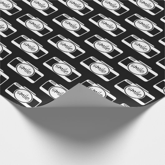 Kamera mit Lächeltext Geschenkpapier (Ecke)