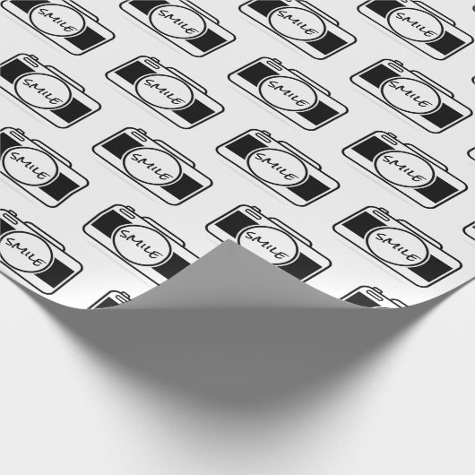 Kamera mit Lächeltext Geschenkpapier (Ecke)