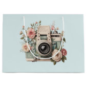 Kamera mit Retro-Pastell-Blumenbild Große Geschenktüte (Vorderseite)