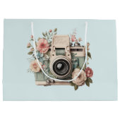 Kamera mit Retro-Pastell-Blumenbild Große Geschenktüte (Rückseite)