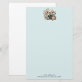 Kamera mit Retro-Pastellbild Blumen Briefpapier (Vorne/Hinten)