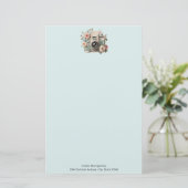 Kamera mit Retro-Pastellbild Blumen Briefpapier (Stehend Vorderseite)