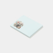 Kamera mit Retro-Pastellbild Blumen Post-it Klebezettel (angewinkelt)