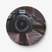 Kamera Themed, ein Bild einer Kamera behalten auf Pappteller (Vorderseite)