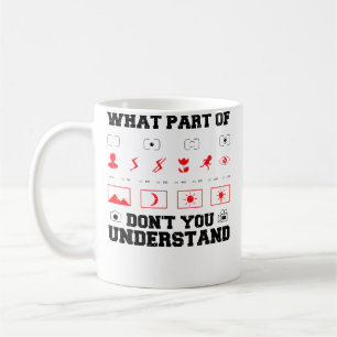 Kamera, welchen Teil von 'Verstehst du nicht... fo Kaffeetasse