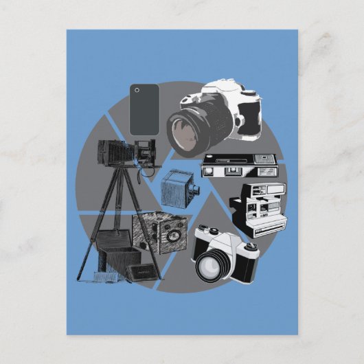 Kamera-Zeit-Collage Postkarte (Vorderseite)