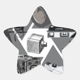 Kamera-Zeit-Collage Stern-Aufkleber