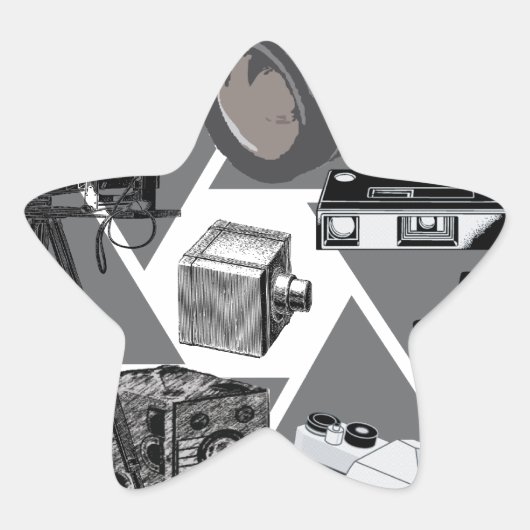 Kamera-Zeit-Collage Stern-Aufkleber (Vorderseite)