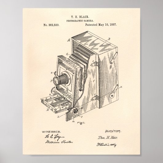 Kameraapparat 1887 Patent Art - Alter Peper Poster (Vorne)