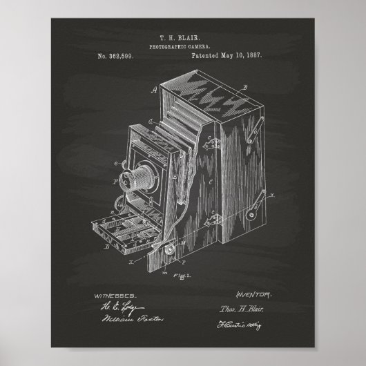 Kameraapparat 1887 Patentart - Kopftafel Poster (Vorne)
