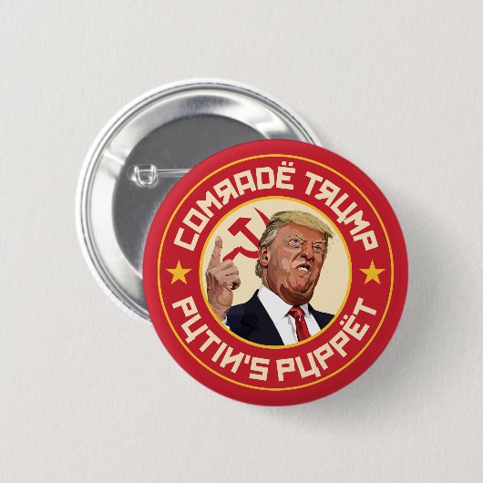 Kamerad Trump: Putins Puppe - sowjetische Illustra Button (Vorne & Hinten)