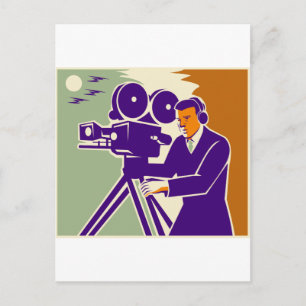 Kameramann Filmteam Vintage-Videokamera Postkarte