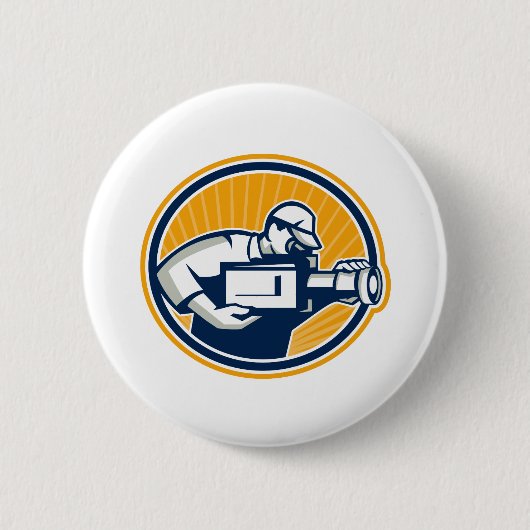 Kameramann-Schießen-Film-Videokamera Retro Button (Vorderseite)