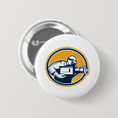 Kameramann-Schießen-Film-Videokamera Retro Button (Vorne & Hinten)