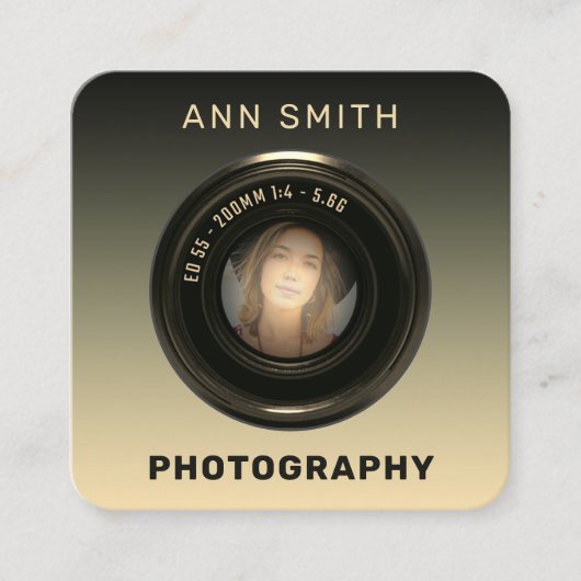 Kameraobjektiv-Foto  Quadratische Visitenkarte (Vorderseite)