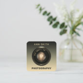 Kameraobjektiv-Foto Quadratische Visitenkarte (Stehend Vorderseite)