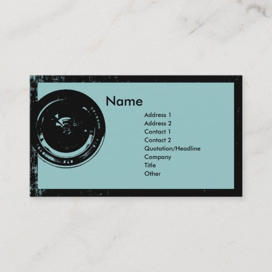 Kameraobjektiv-Fotograf-Visitenkarte Visitenkarte (Vorderseite)