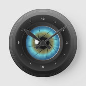 Kameraobjektiv mit blaues Augen-mittlerer runder Runde Wanduhr (Vorderseite)