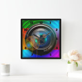 Kameraobjektiv Quadratische Wanduhr (Zuhause)