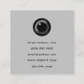 Kameraobjektiv schwarz und graue Visitenkarte (Rückseite)