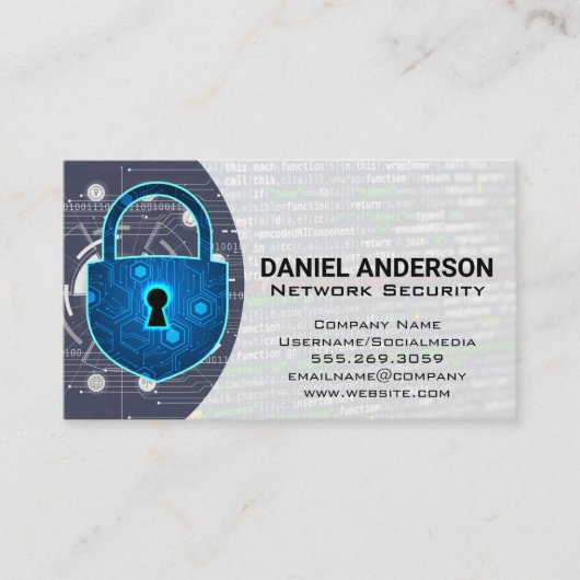 Kameras Logo | Cyber-Sicherheits-Schild Visitenkarte (Vorderseite)