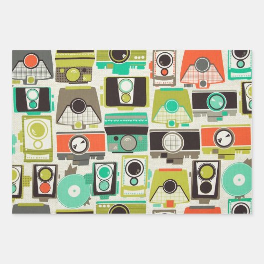 Kameras Retro Geschenkpapier Set (Vorderseite)