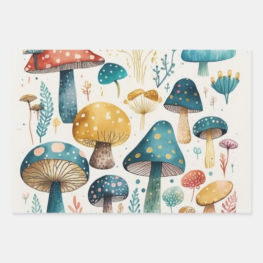 Kameras und Pilze, Retro Groovy Wrapping Paper Geschenkpapier Set (Vorderseite 3)