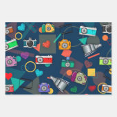 Kameras und Pilze, Retro Groovy Wrapping Paper Geschenkpapier Set (Vorderseite)