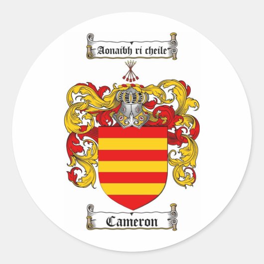 KAMERON-FAMILIENWAPPEN - KAMERONCOAT VON WAFFEN RUNDER AUFKLEBER (Vorderseite)