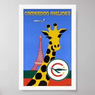Kamerun Airlines Vintage Reiseposter Restauriert Poster